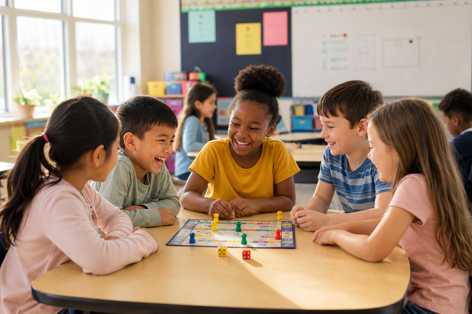 Elementary Students Playing Math Game