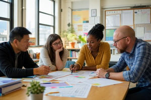 Teachers Collaborating in Math Lesson Planning