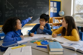 Three Children Discussing Mathematics
