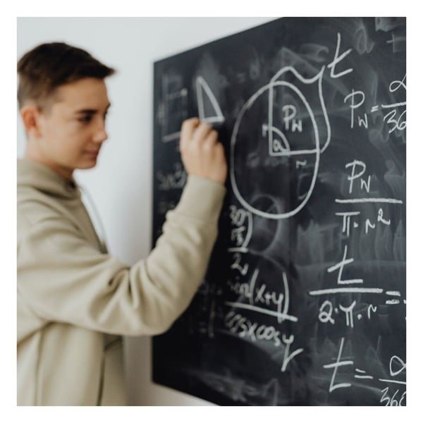 student completing a math problem
