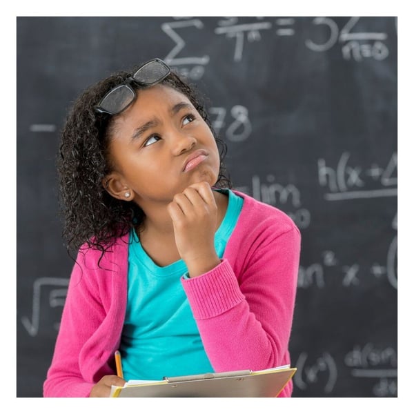 student thinking about a math problem