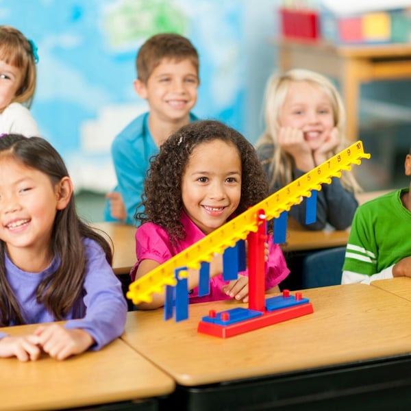 Students learning hands-on math concepts